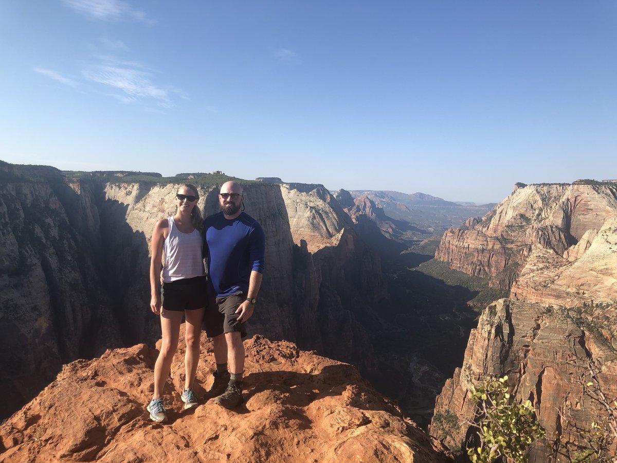 Rebecca and her husband hiking at Zion National Park
