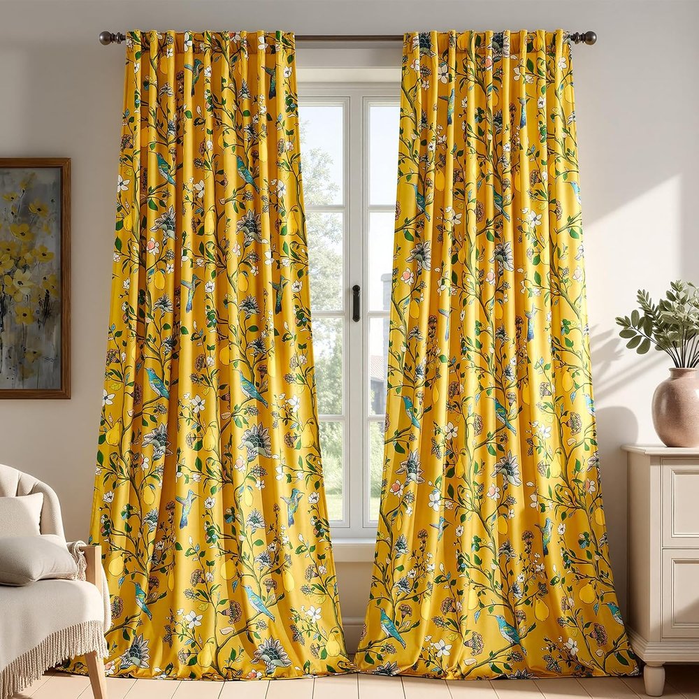 Anthro-inspired botanical velvet curtain